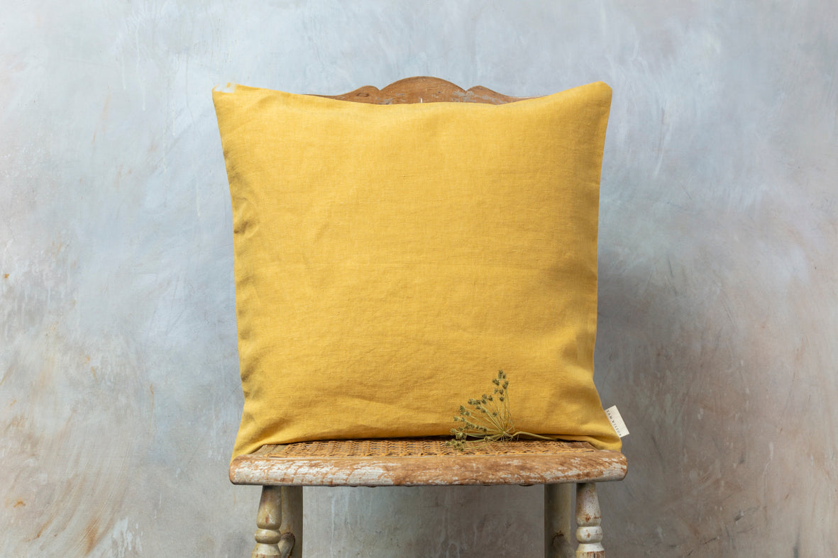 Saffron Fine Linen Square Cushion