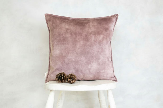 Dusky Pink Velvet Hemmed Cushion