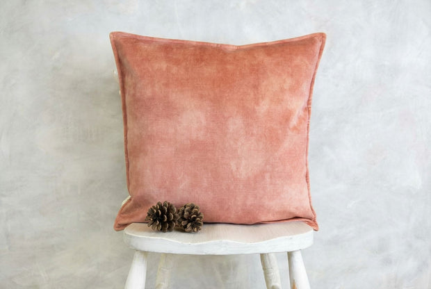 Burnt Orange Velvet Hemmed Cushion