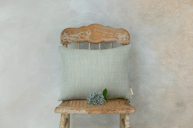 Blue Stripe Rectangle Linen Cushion
