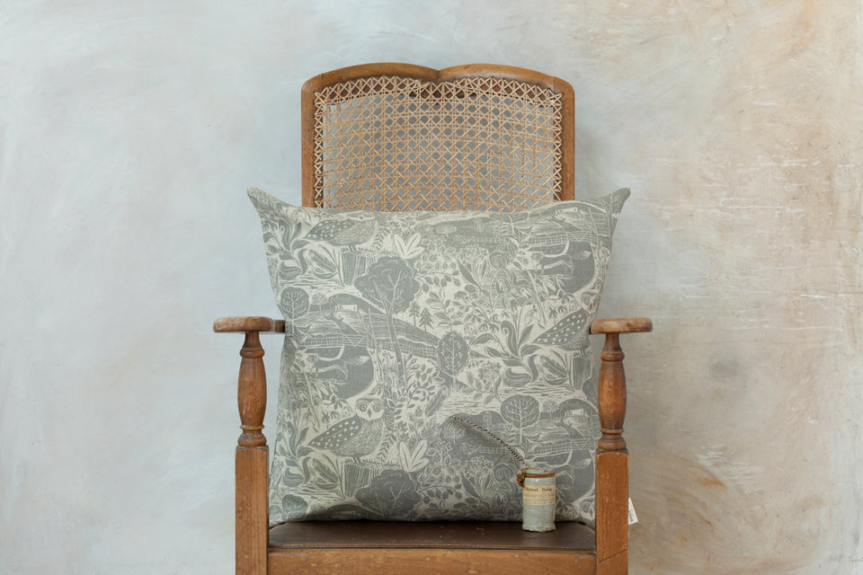 Owl and Fox Large Linen Cushion