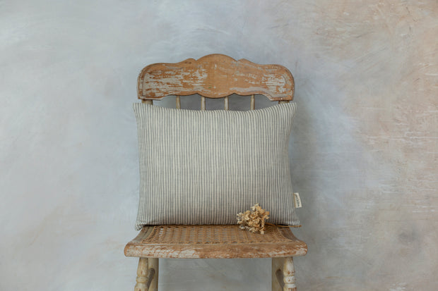 Grey Stripe Rectangle Linen Cushion