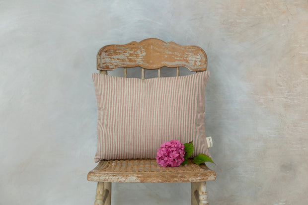 Pink Stripe Rectangle Linen Cushion