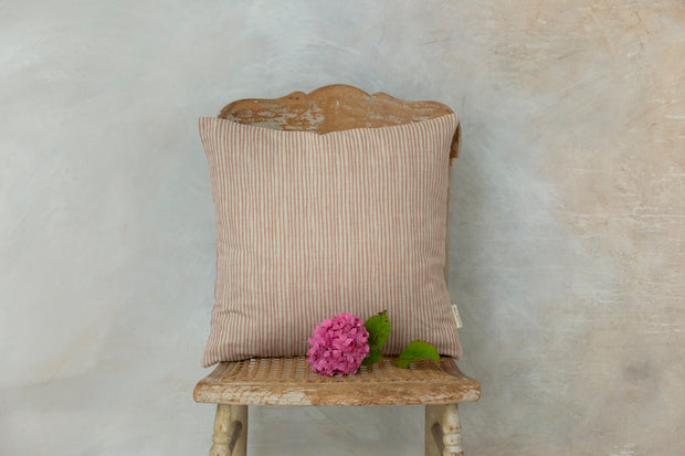 Pink Stripe Square Linen Cushion